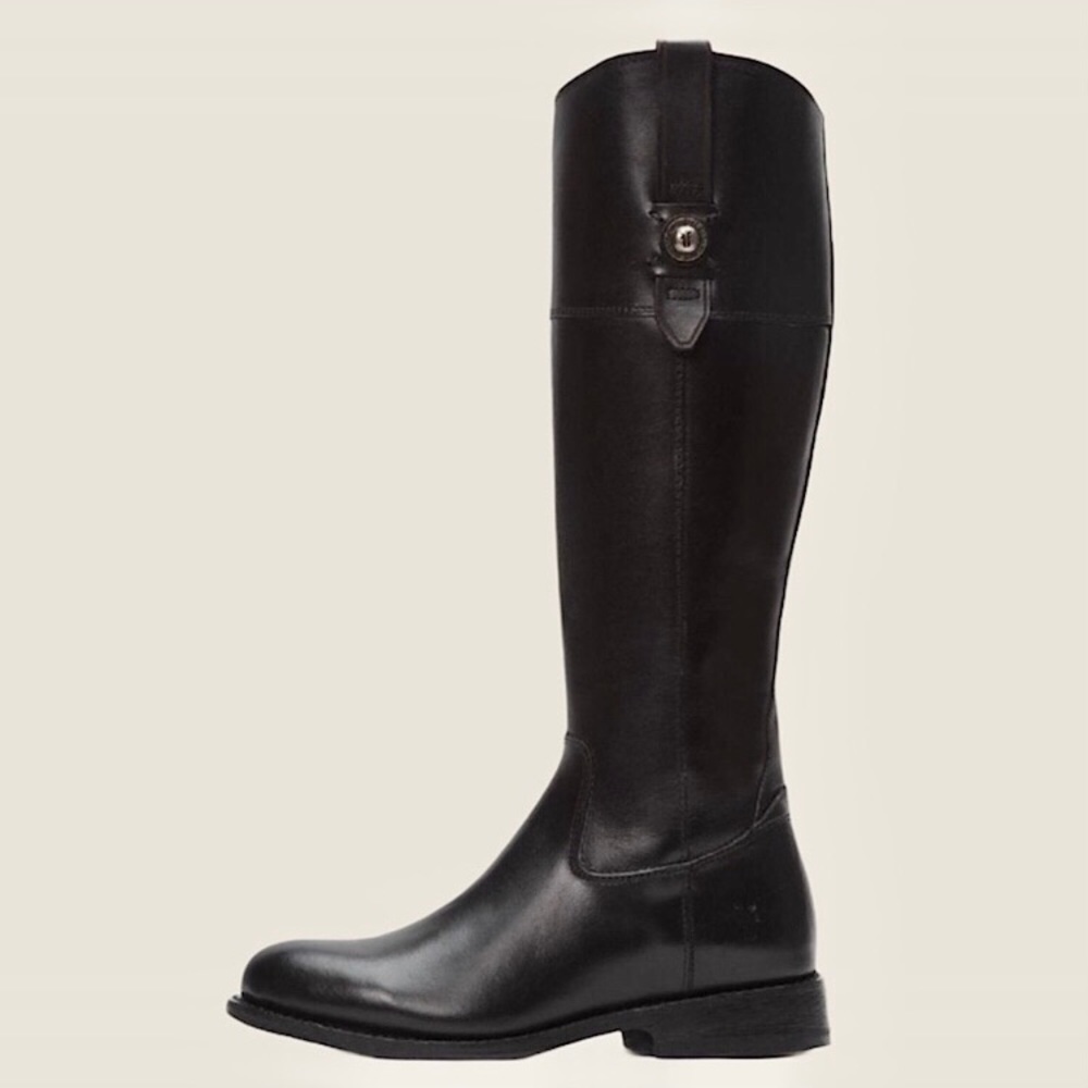 $438 Frye Jayden Button Black Tall Knee High Real Leather Vintage Riding Boot